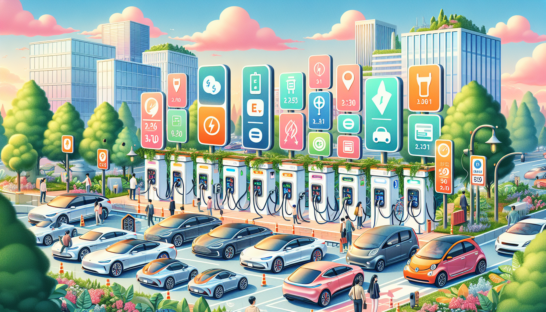 An illustration of public EV charging station costs and pricing models.