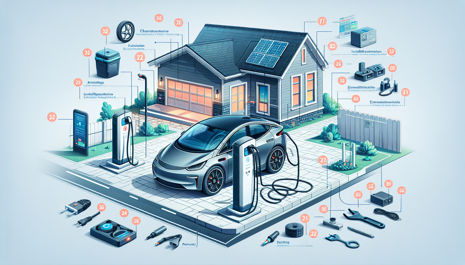 An illustration showing the cost components of installing a home EV charging station.