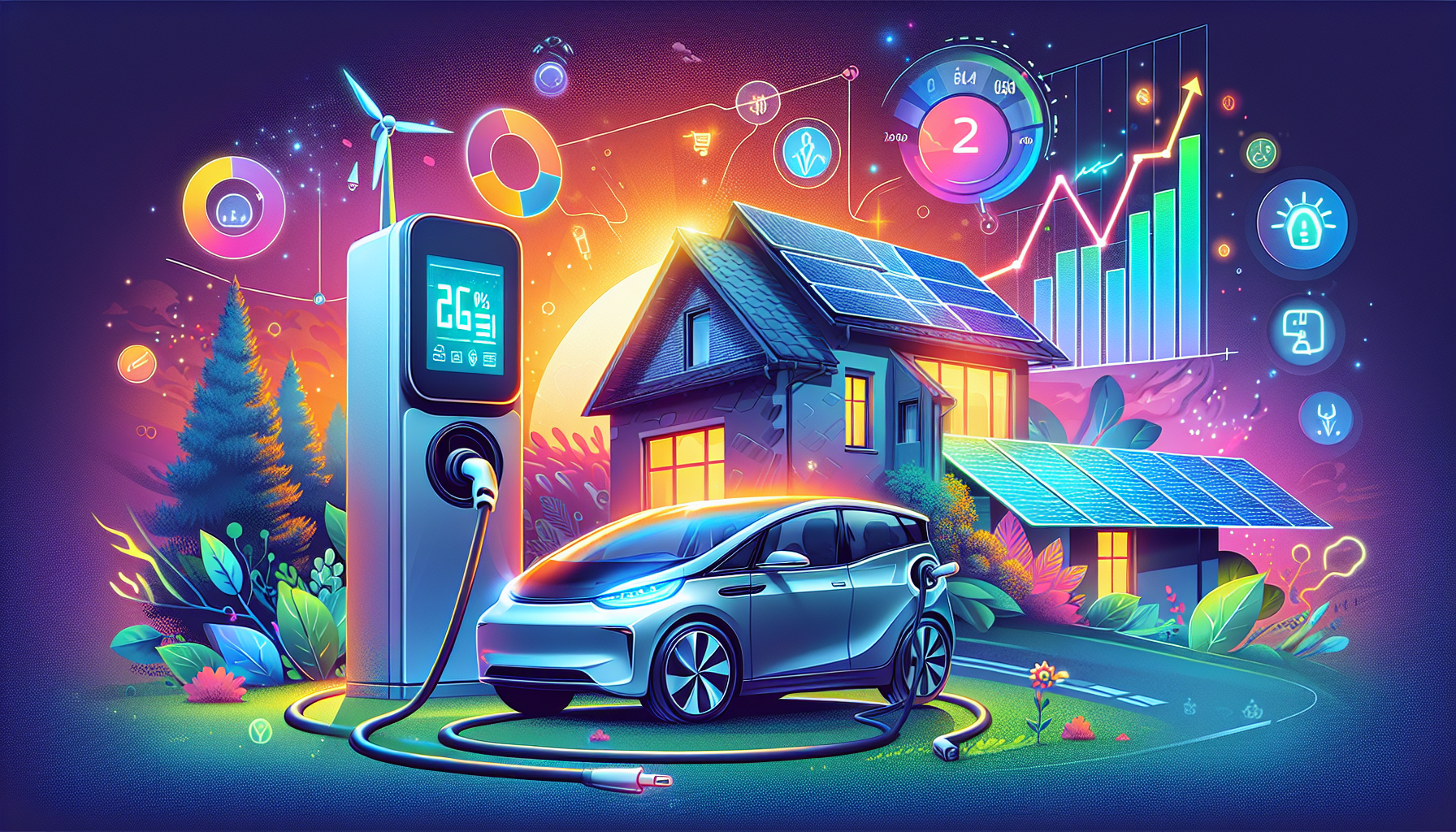 An illustration representing electricity costs for home charging of electric vehicles.
