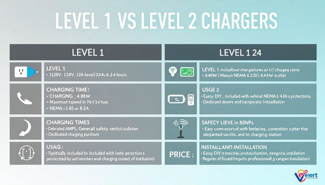 Key differences between level 1 and level 2 chargers.